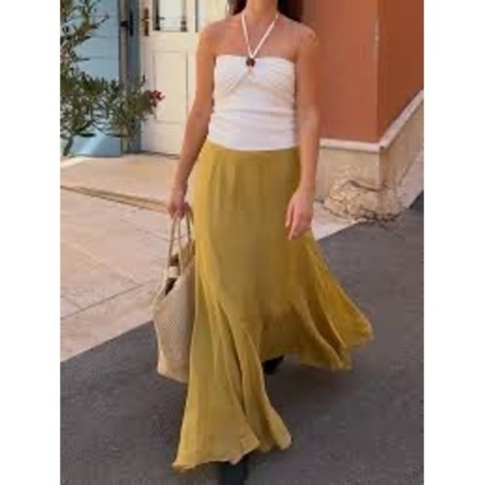 Zara Flared Maxi Flowy Boho Skirt